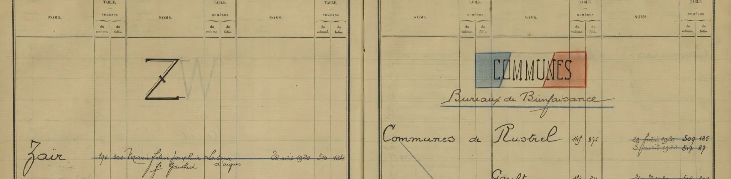 Détail d'une page manuscrite sur laquelle figure un drapeau français dessiné