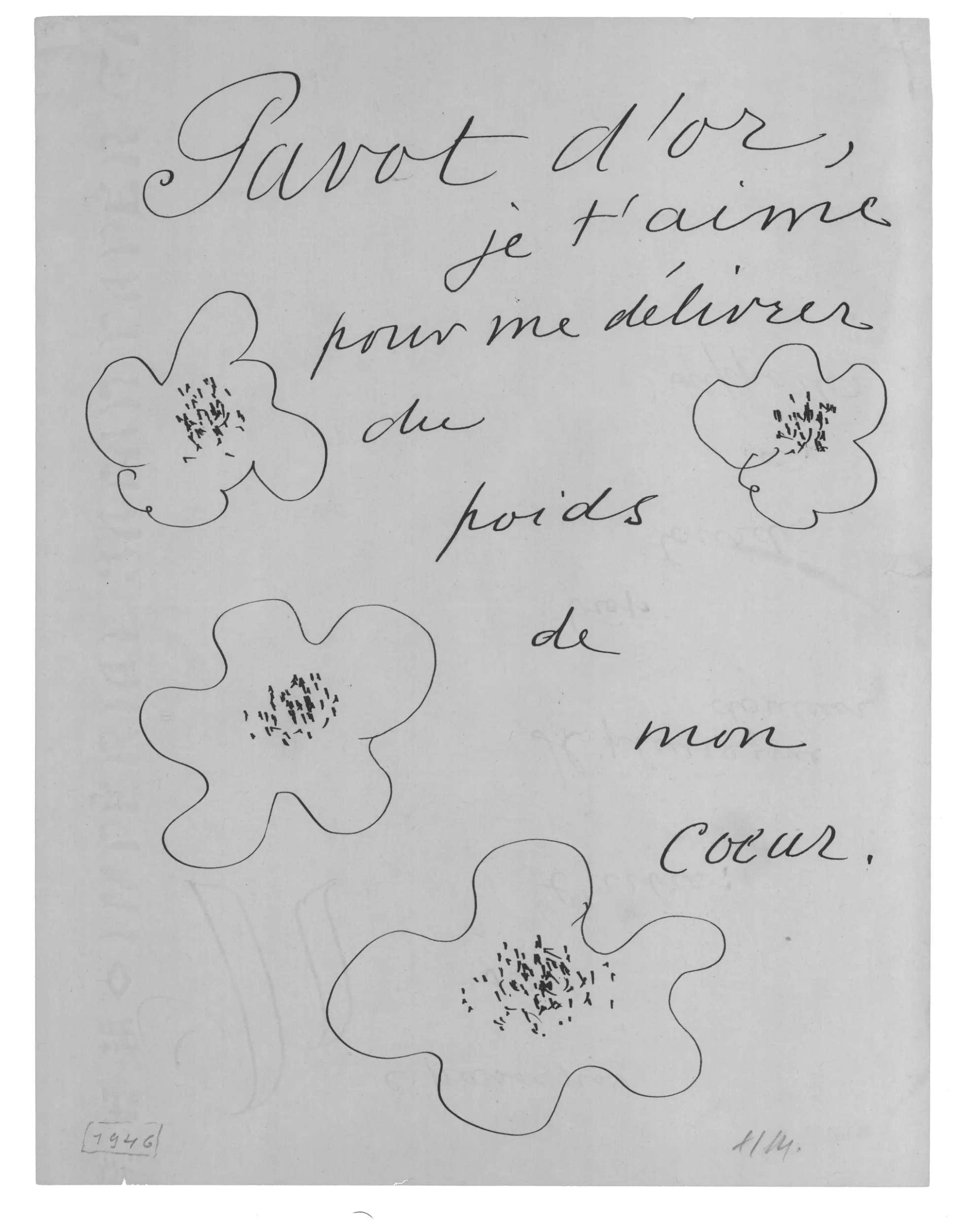 "Pavot d'or, je t'aime pour me délivrer du poids de mon cœur"