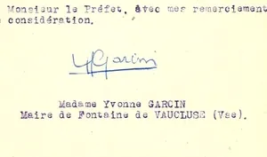 Signature d'Yvonne Garcin, élections de 1945 (AD Vaucluse 3 W 140)