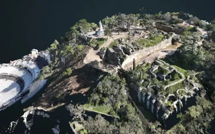 Vue aérienne des ruines du château d'Orange