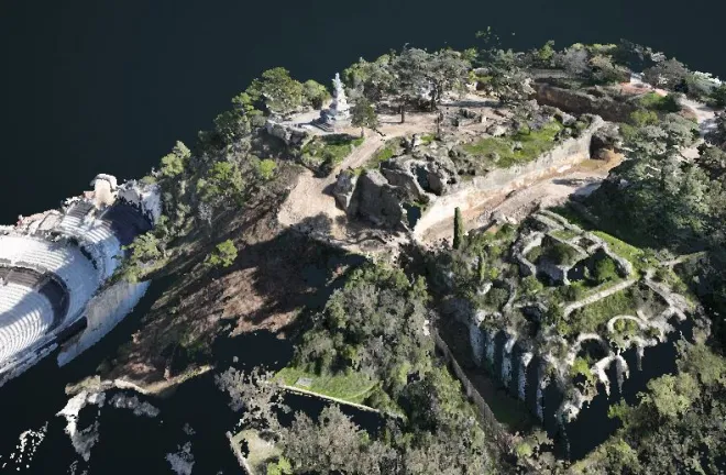 Vue aérienne des ruines du château d'Orange