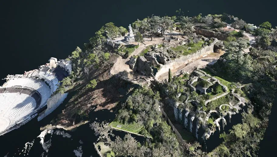 Vue aérienne des ruines du château d'Orange
